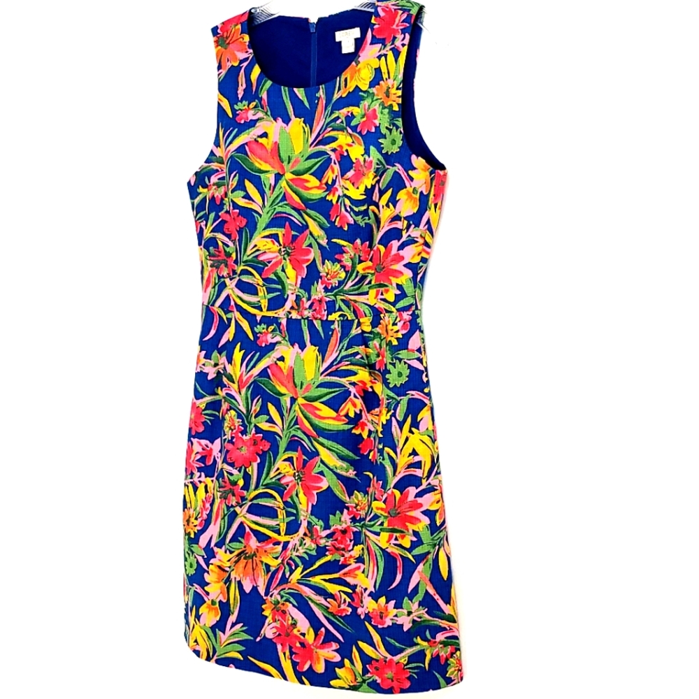 NWOT J.CREW Tropical Print Sleeveless Sheath Dress - Picture 5 of 14